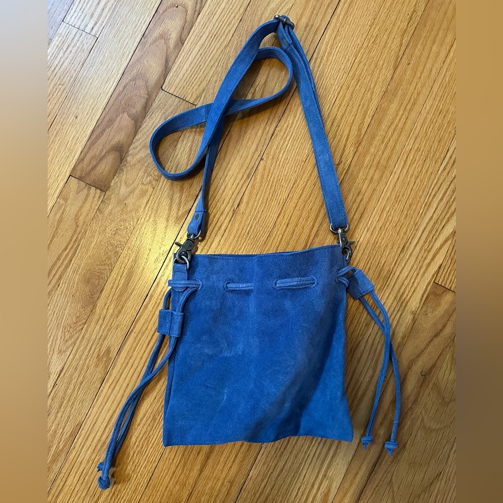 Free People Blue Suede Crossbody Bag